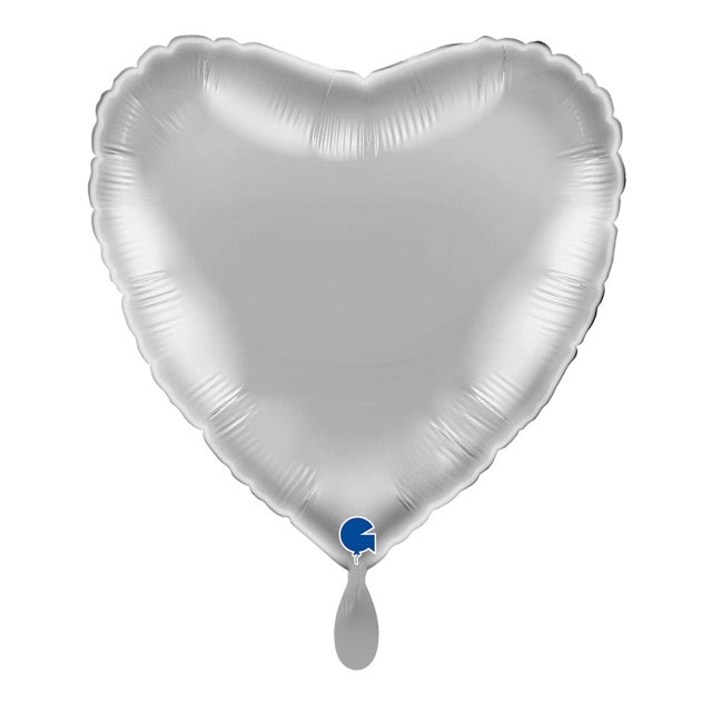 Silberner Herz-Ballon – Premium Dekoballon