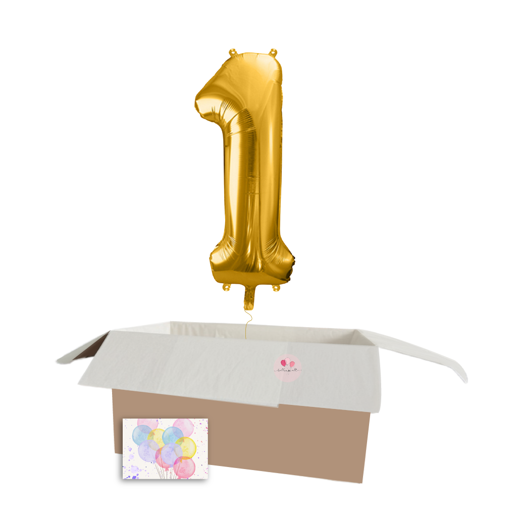 XXL Heliumballon-Geschenk – 1 Wunschzahl in Geschenkbox!