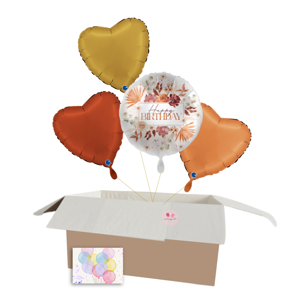 Autumn Birthday Ballon-Set mit Satin Karamell, Rot & Gold Ballons