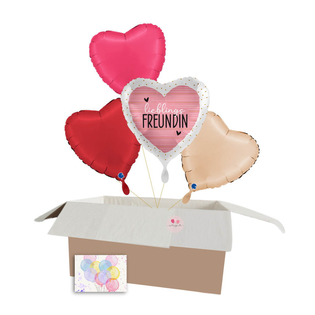 Lieblings Freundin Ballon-Set – Romantische Herz-Heliumballons für Geburtstags- und Geschenkideen für die Freundin