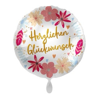 Hochzeitsballon-Set „Herzlichen Glückwunsch“ mit Gold Sternen & Herz – Heliumgefüllt