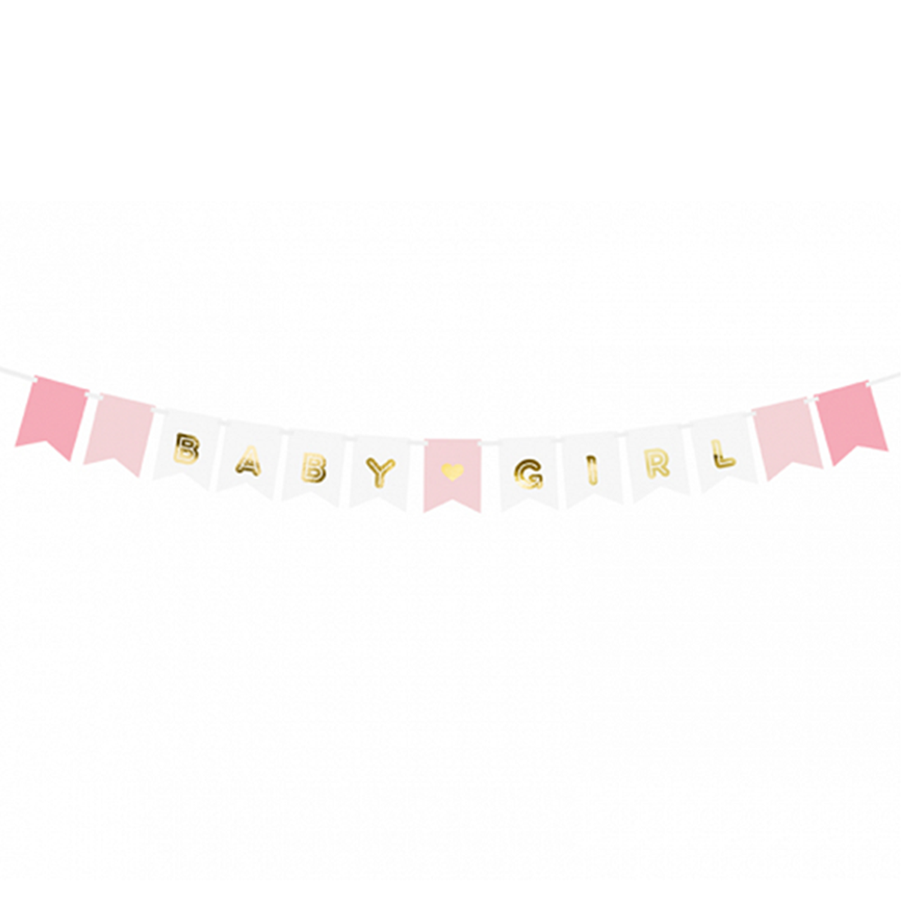 Bannergirlande „Baby Girl“ – Rosa, Weiß & Gold
