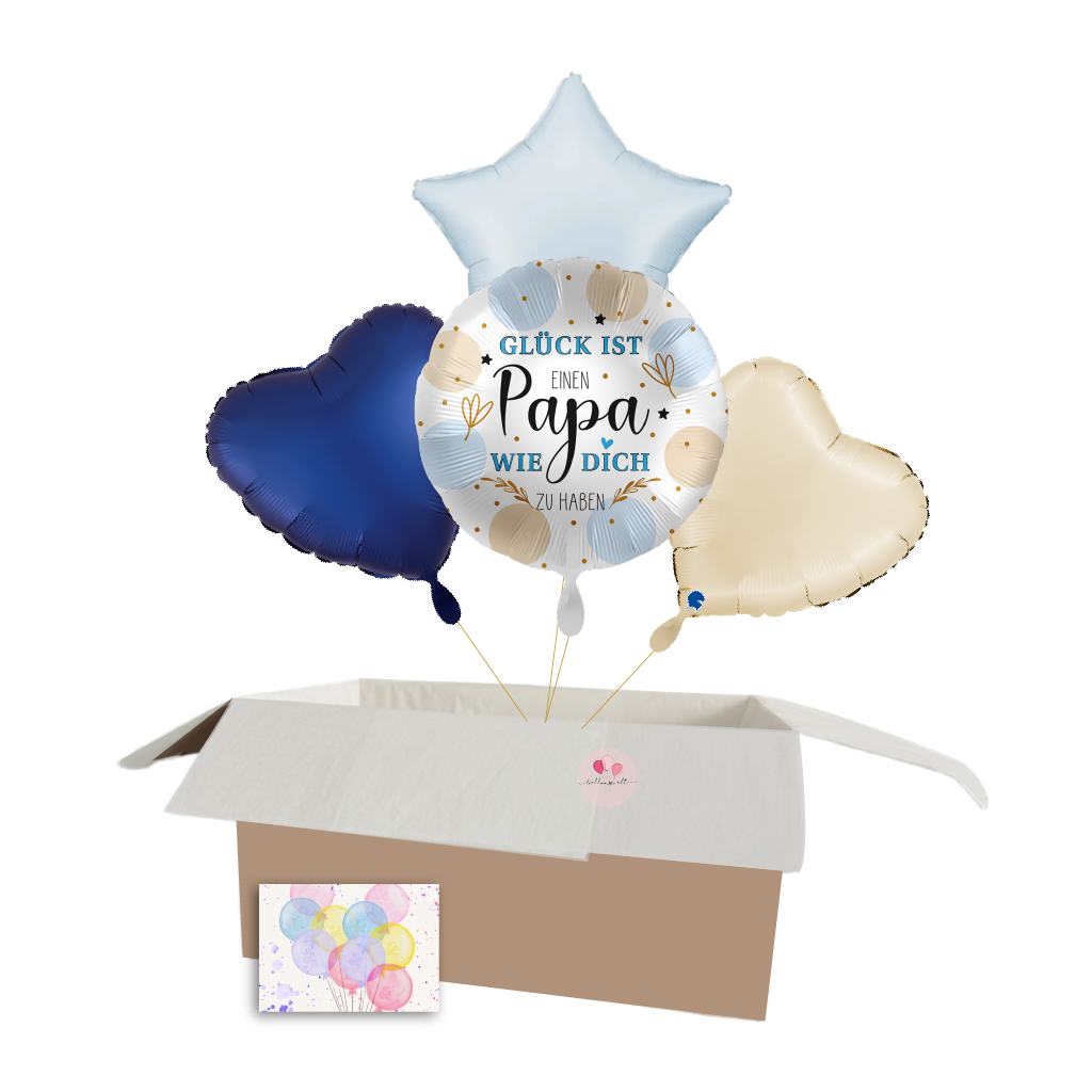 „Glück ist, einen Papa wie dich zu haben“ Ballon-Set – Für den besten Papa zum Geburtstag