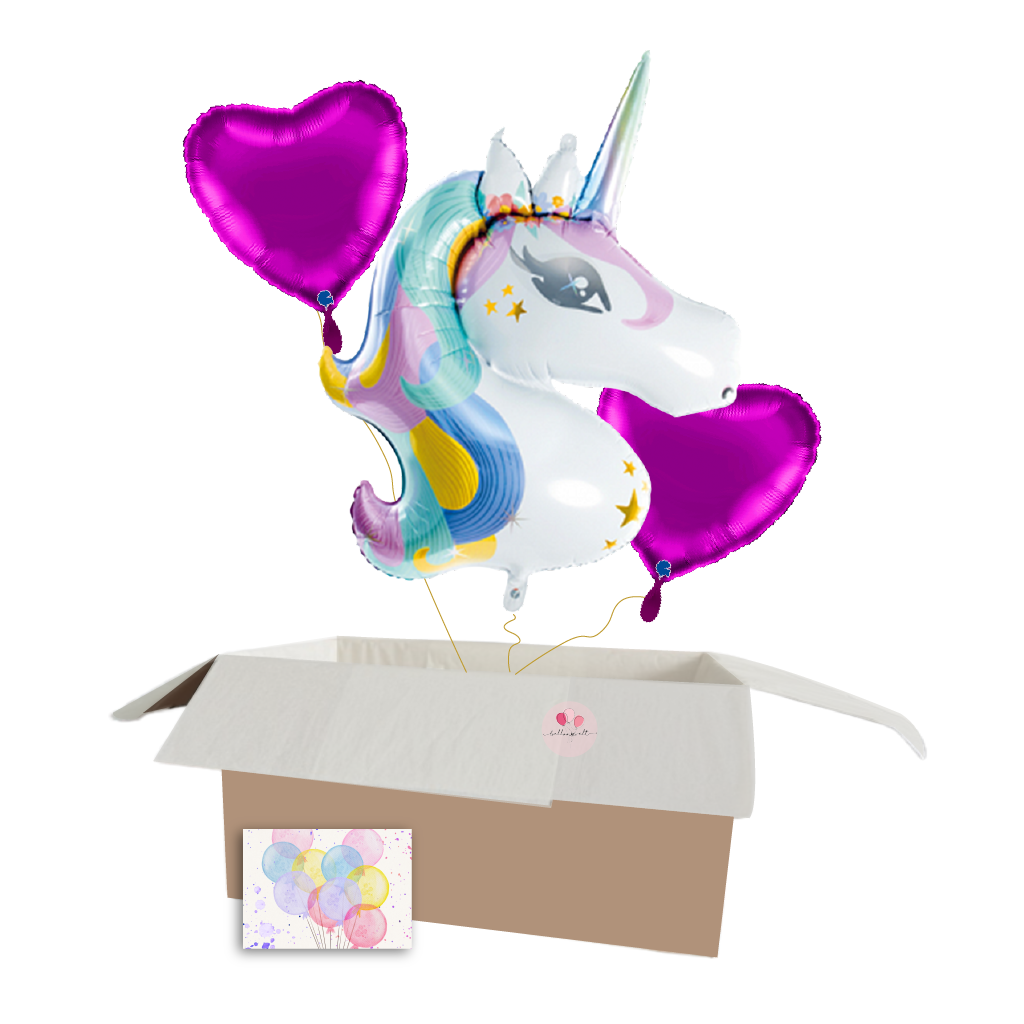 XXL „Magisches Einhorn“ Ballon-Set – Einhorn und lila Herzballons für besondere Momente