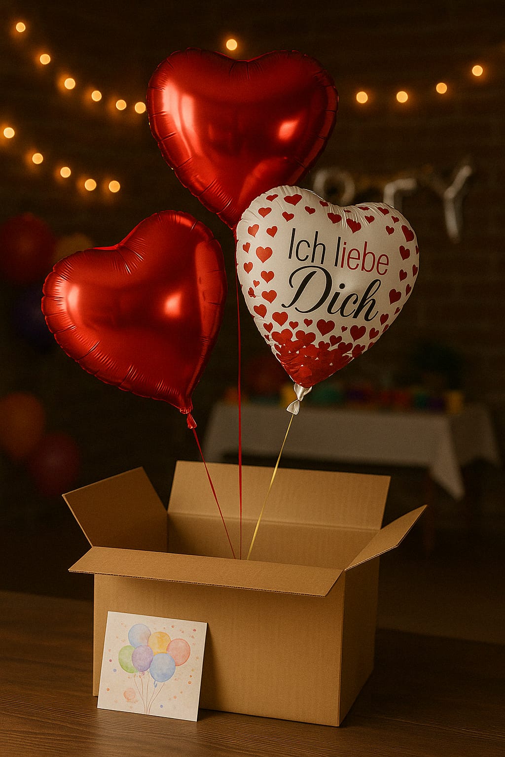 „Ich liebe dich“ Ballon-Set – Rote Herzballons für romantische Überraschungen