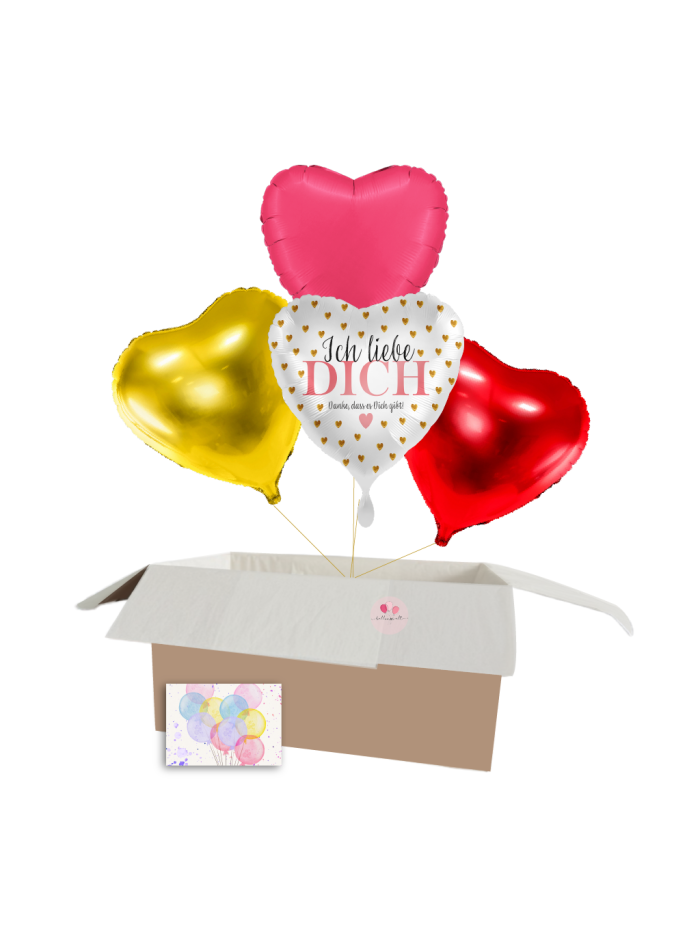 „Ich Liebe Dich“ Herzballon-Set – 4-teiliges Heliumballon-Set für besondere Anlässe
