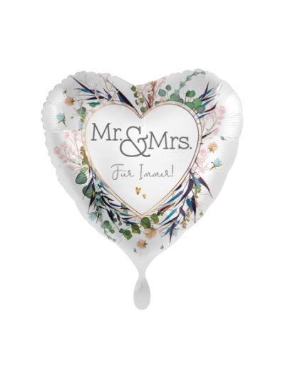 „Mr. Mrs.“ Heliumgefüllter Hochzeitsballon 43cm – Romantische Dekoration für den schönsten Tag
