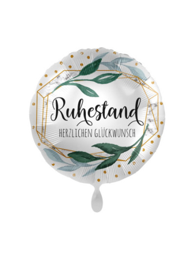 „Ruhestand Ballon-Set“ – Rundes „Ruhestand“-Heliumballon und Stern- sowie Herzballons für den besonderen Abschied