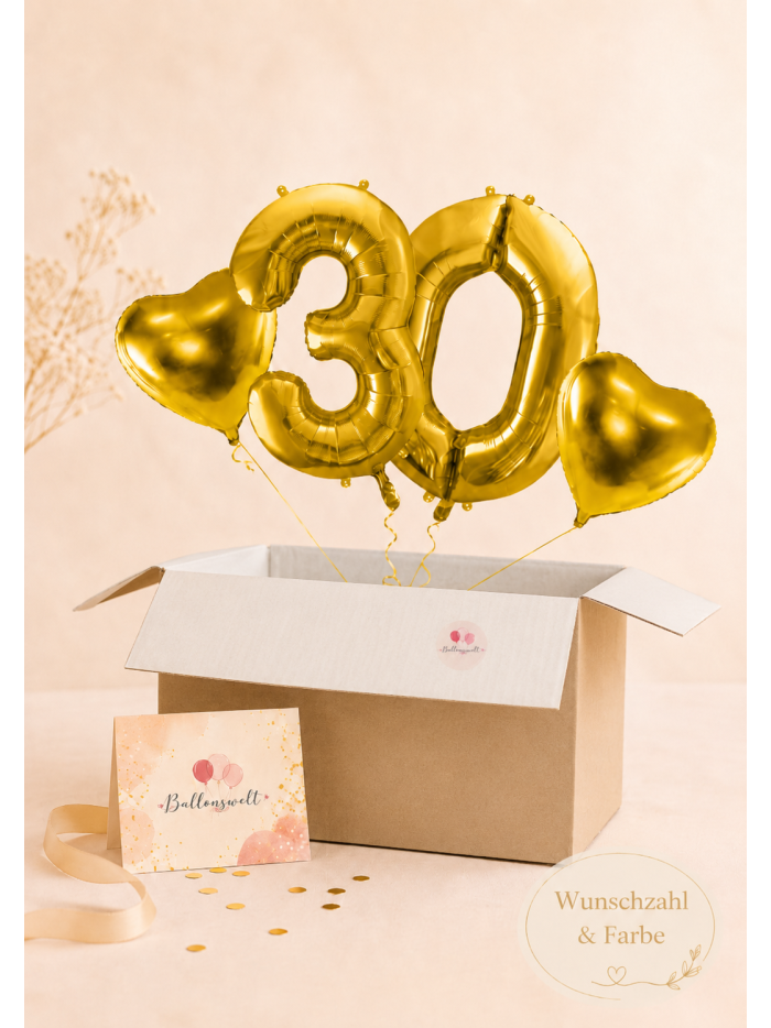Happy Birthday Ballonbox mit Heliumballons