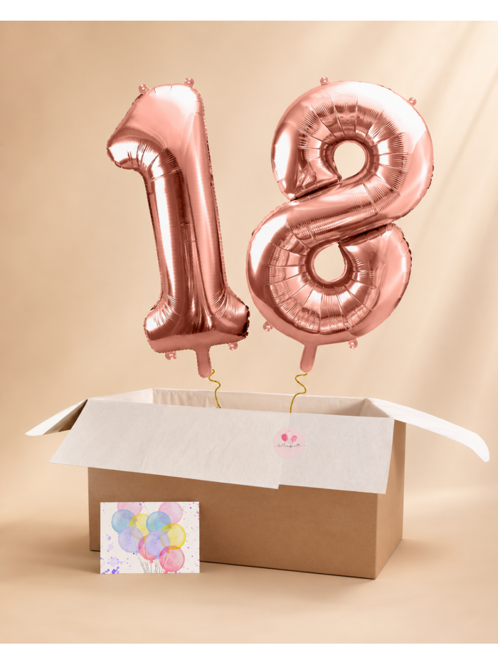 Zwei XXL Zahlenballons mit Helium in einer Geschenkbox – Ansicht 2