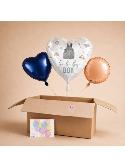 Heliumballon-Geschenk zur Geburt eines Jungen – Ballon-Set „Hi Baby Boy“ 🎈💙