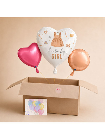 Heliumballon-Geschenk zur Geburt eines Mädchens – Ballon-Set „Hi Baby Girl“🎈
