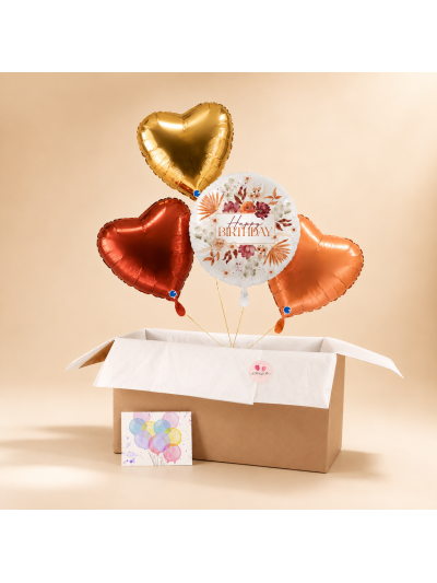 Autumn Birthday Ballon-Set in Karamell Rot und Gold
