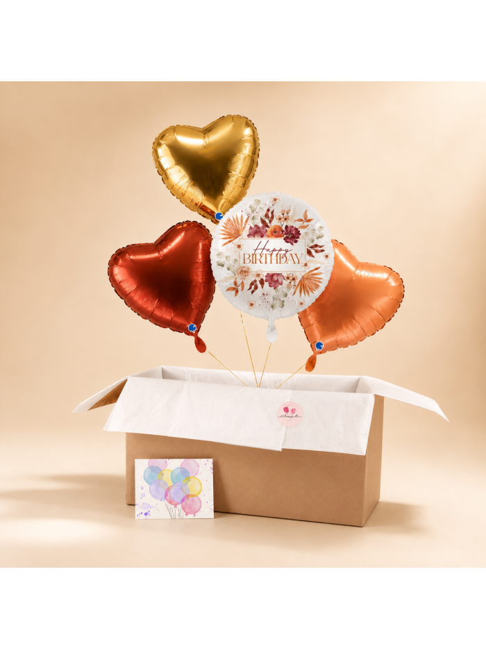 Autumn Birthday Ballon-Set mit Satin Karamell, Rot und Gold