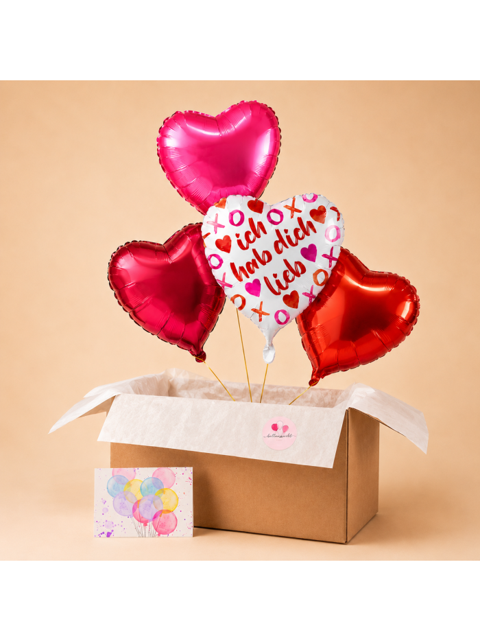 Ich habe dich lieb Ballon-Set – Romantische Heliumballons für Valentinstag & besondere Anlässe