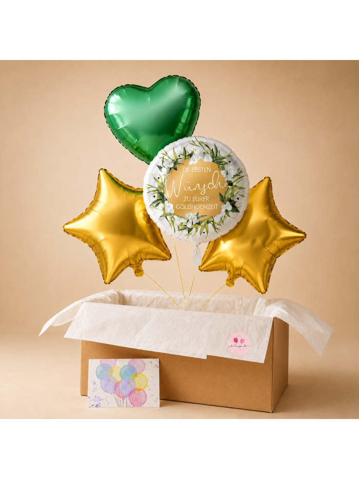 Hochzeitsballon-Set Happy Wedding mit Sternen und Herz