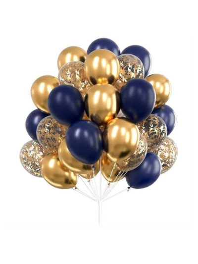 30x Luftballons in Marineblau & Gold – Für Partys & Feiern