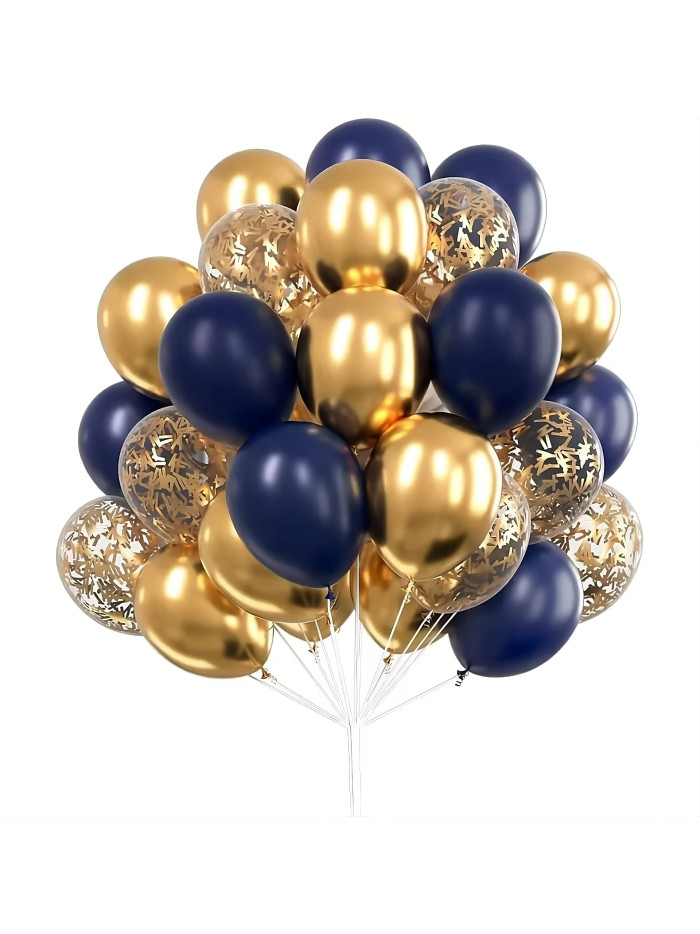 30x Luftballons in Marineblau & Gold – Für Partys & Feiern