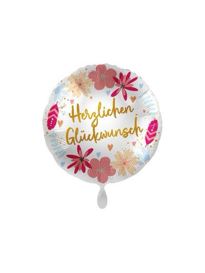 Herzlichen Glückwunsch Motivballon 43 cm – ungefüllt