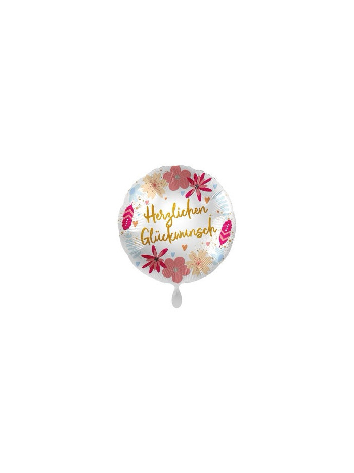 Herzlichen Glückwunsch Motivballon 43 cm – ungefüllt
