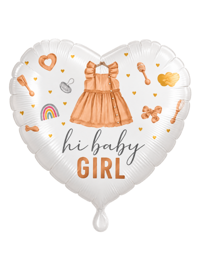 Hi Baby Girl Herz-Motivballon 43 cm – ungefüllt
