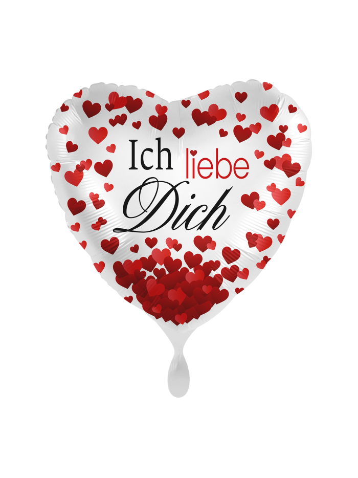 „Ich liebe dich“ Herz-Motivballon Rot 43 cm – ungefüllt