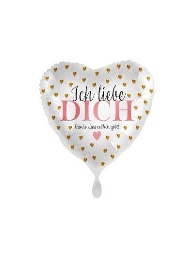 „Ich liebe dich – Danke, dass es dich gibt“ Herzballon 43 cm – ungefüllt