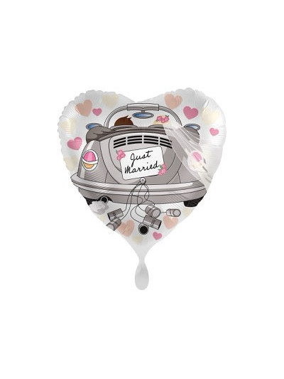 Just Married Herz-Motivballon 43 cm – ungefüllt