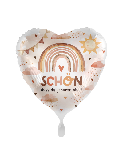 Schön, dass du geboren bist Herzballon 43 cm – ungefüllt