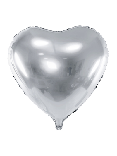 Silberner Herz-Folienballon 45 cm – ungefüllt