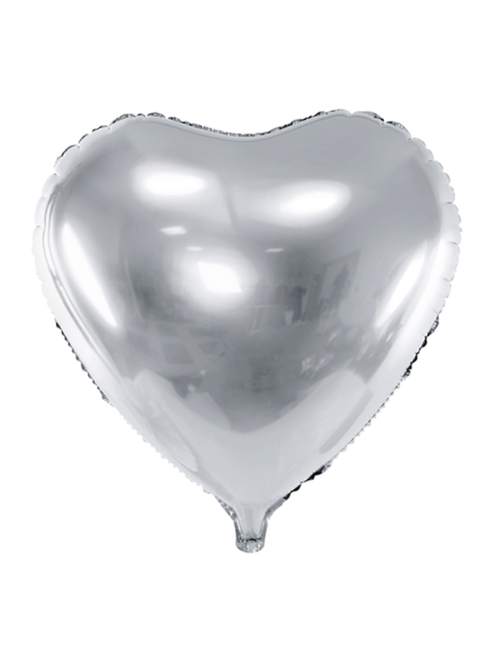 Silberner Herz-Folienballon 45 cm – ungefüllt