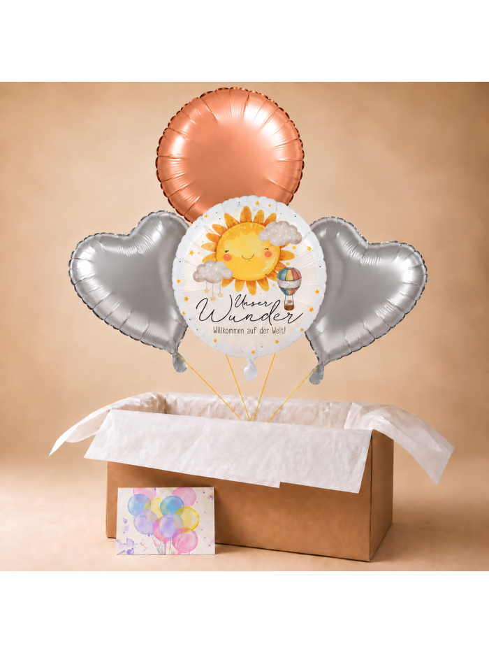 Unser Wunder Ballonbox zur Geburt mit Sonnen Motiv ☀️🎈