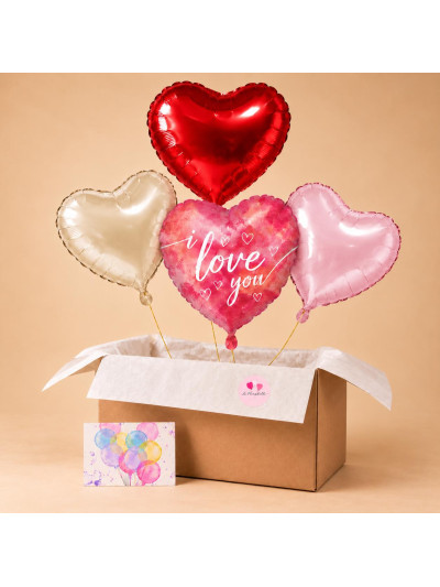 Ballonbox „I Love You“ mit Herzballons – heliumgefülltes Geschenkset für Liebe & Valentinstag