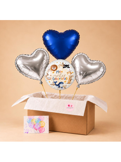 Ballonbox 1. Geburtstag mit Herzballons | Ballonswelt
