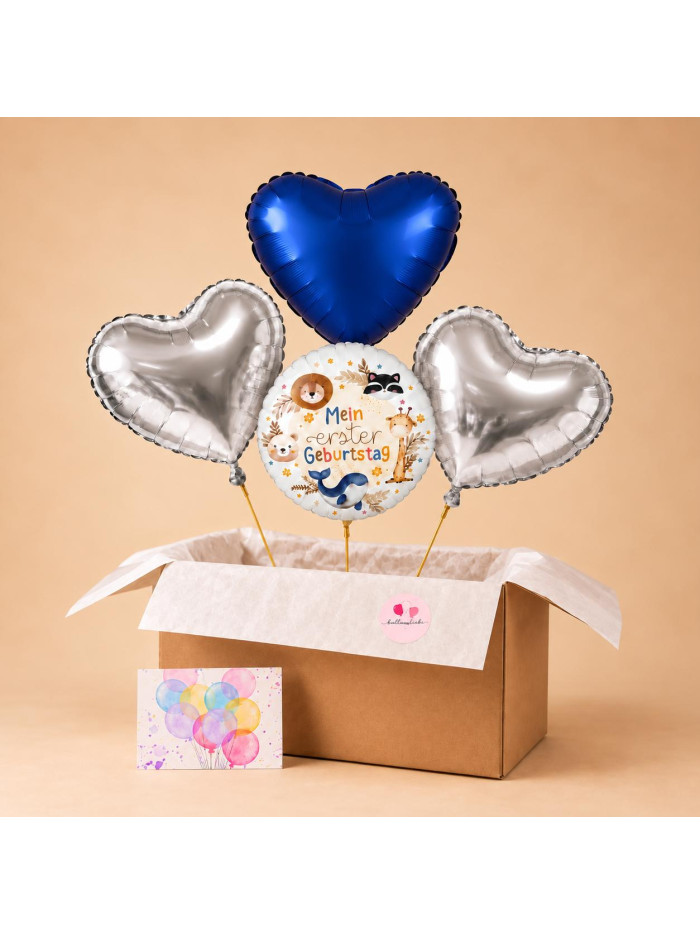 Ballonbox 1. Geburtstag mit Herzballons | Ballonswelt