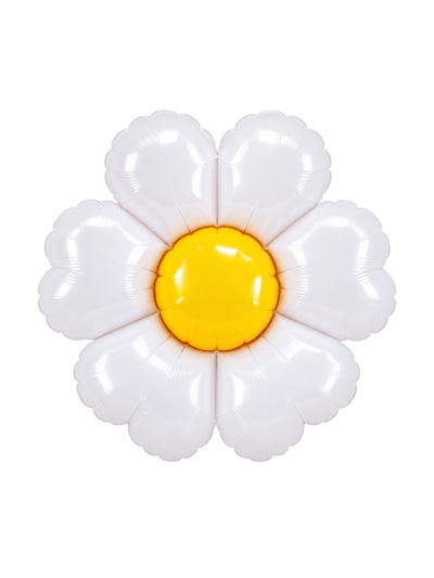 Blumen-Folienballon „Daisy“ mit weißer Blüte und gelber Mitte – dekorativer Motivballon für Geburtstag & Geschenk