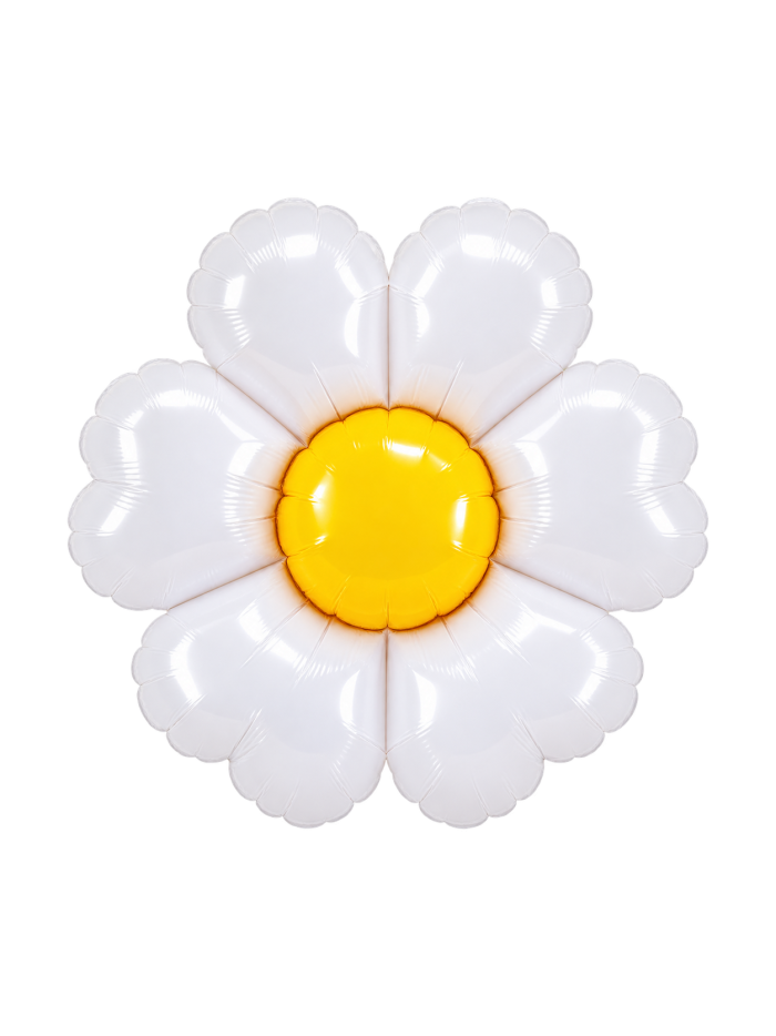 Blumen-Folienballon „Daisy“ mit weißer Blüte und gelber Mitte – dekorativer Motivballon für Geburtstag & Geschenk