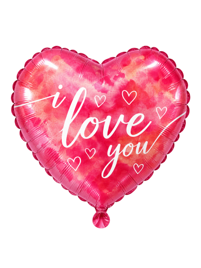 Pinkfarbener Herz-Folienballon „I Love You“ – romantischer Motivballon für Liebe, Valentinstag und Jahrestag