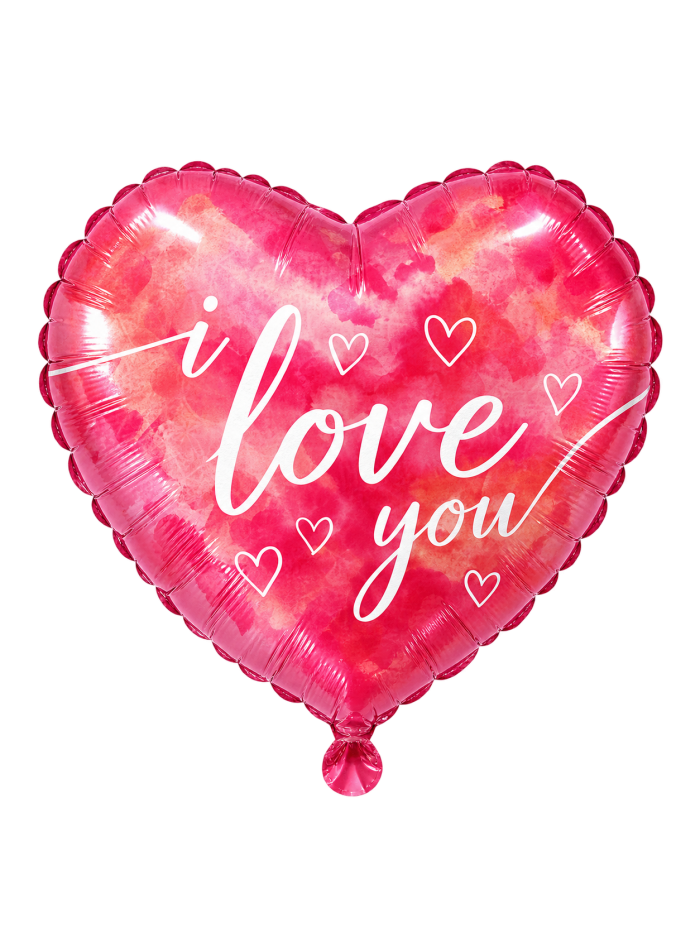 Pinkfarbener Herz-Folienballon „I Love You“ – romantischer Motivballon für Liebe, Valentinstag und Jahrestag
