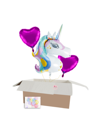 XXL „Magisches Einhorn“ Ballon-Set – Einhorn und lila Herzballons für besondere Momente