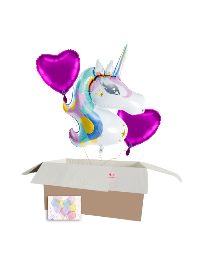 XXL „Magisches Einhorn“ Ballon-Set – Einhorn und lila Herzballons für besondere Momente