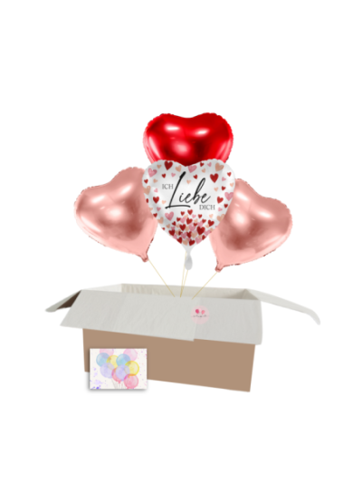 „Ich liebe dich“ Ballon-Set – Rose Gold und rote Herzballons für romantische Überraschungen