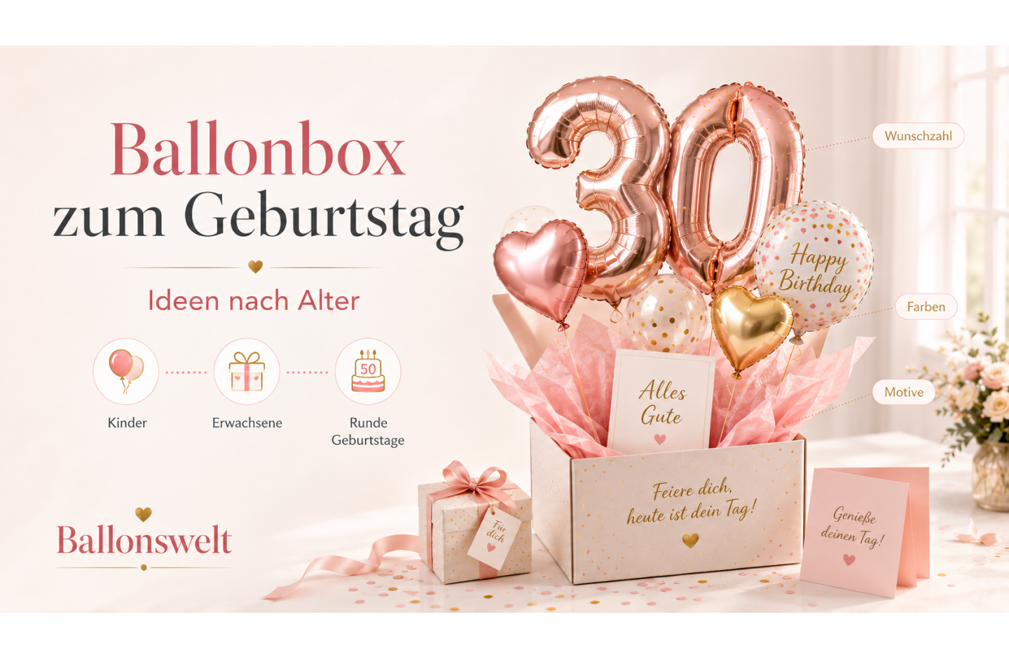 Ballonbox zum Geburtstag: Ideen nach Alter und Anlass